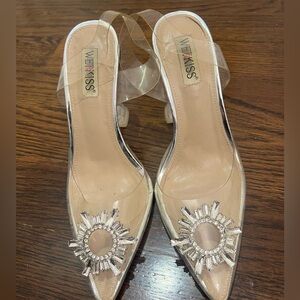 Vince Kiss Women's Clear Silver Embellished Heels